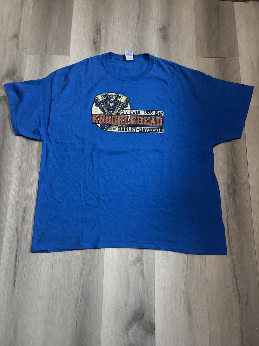Harley-Davidson V-Twin Knucklehead Graphic Tee Blue Mens Size Triple Extra Large
